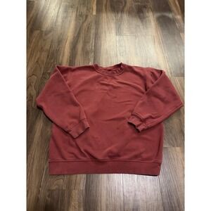 Lululemon Sweatshirt Womens Medium Red Crewneck Fleece Pullover Relaxed Fit FLAW